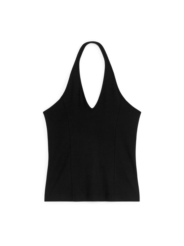 ARKET Neckholder-Top aus Krepp Schwarz