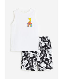 2-piece Printed Set White/the Simpsons