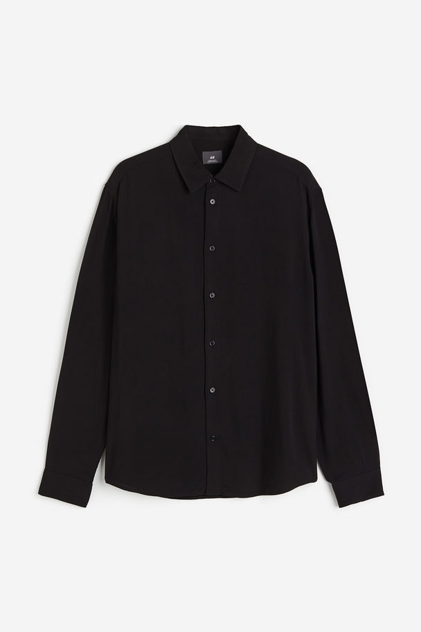 H&M Regular Fit Viscose Shirt Black