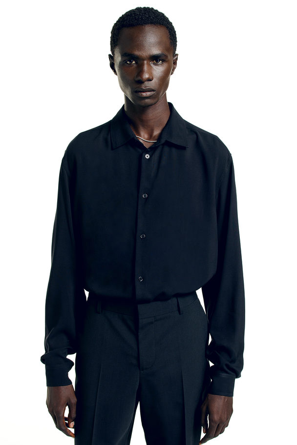 H&M Skjorte I Viskose Regular Fit Sort