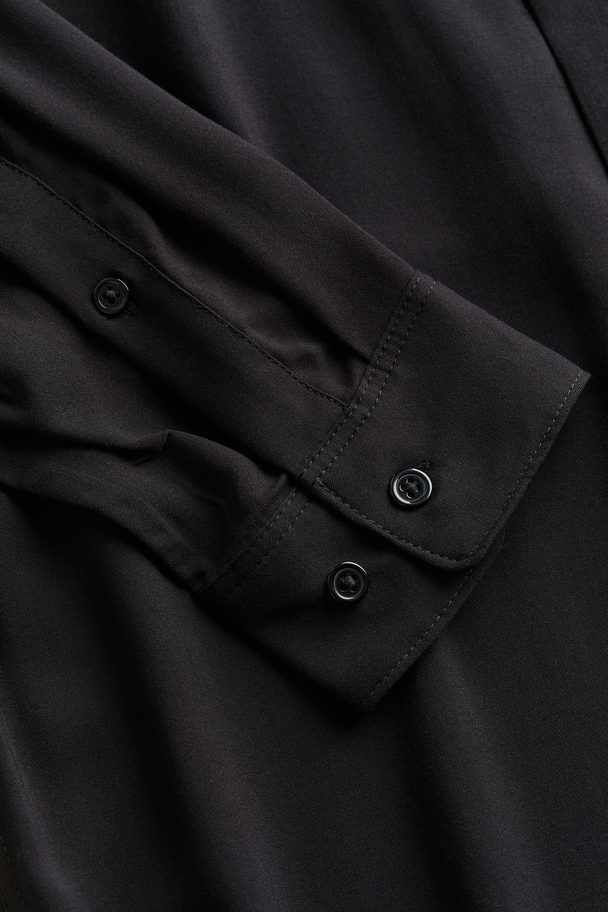 H&M Regular Fit Viscose Shirt Black