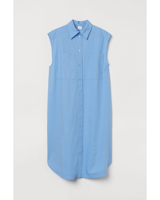 H&M Sleeveless Shirt Dress Light Blue