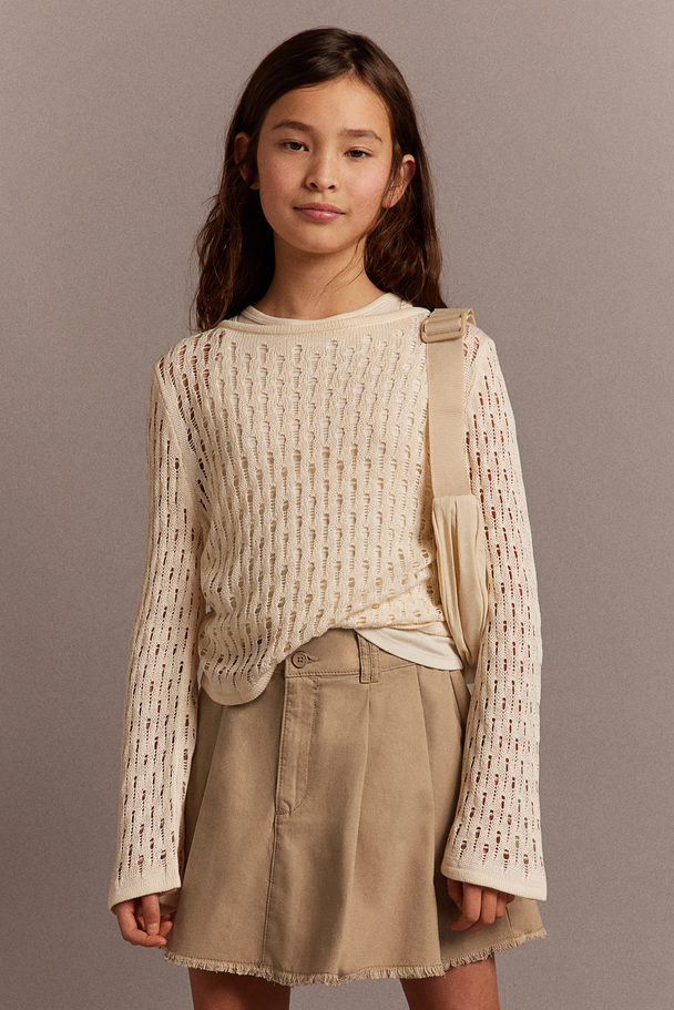 H&M Pleated A-line Skirt Beige