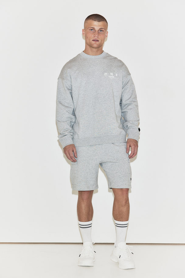 H&M Drymove™ Sweatshirt Med Trykt Detalje Lysegråmeleret