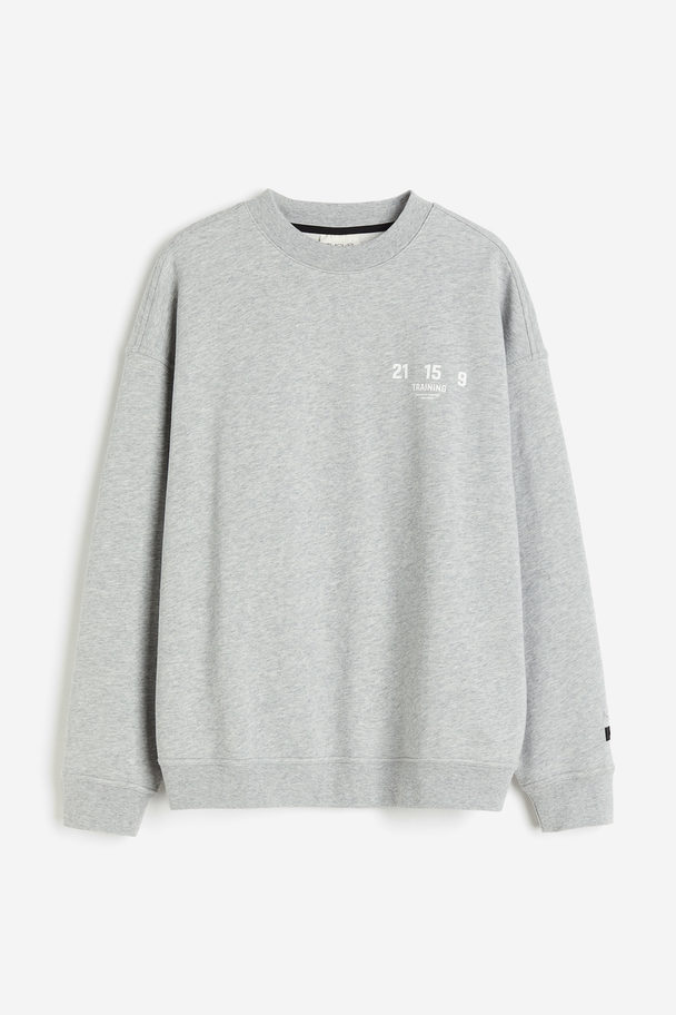 H&M Sweatshirt I Drymove™ Med Tryck Ljusgråmelerad
