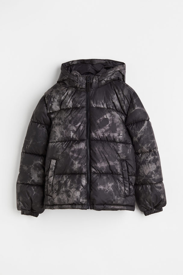 H&M Water-repellent Puffer Jacket Black/patterned