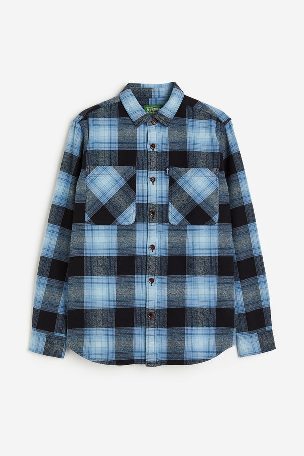Superdry Vintage Check Overshirt Workwear Blue Ombre