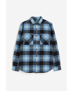 Vintage Check Overshirt Workwear Blue Ombre