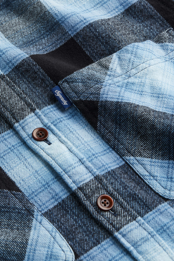 Superdry Vintage Check Overshirt Workwear Blue Ombre