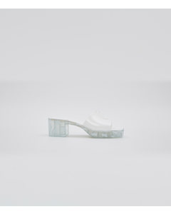 Jelly Blok Heel Mono Sandals White