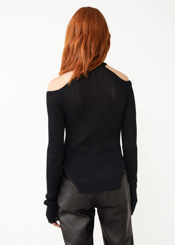 & Other Stories Fitted Cut-out Lurex Top Black