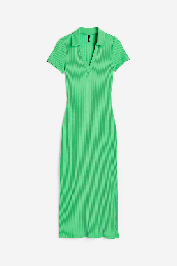 H&M Bodycon-kjole Med Krage Klargrønn