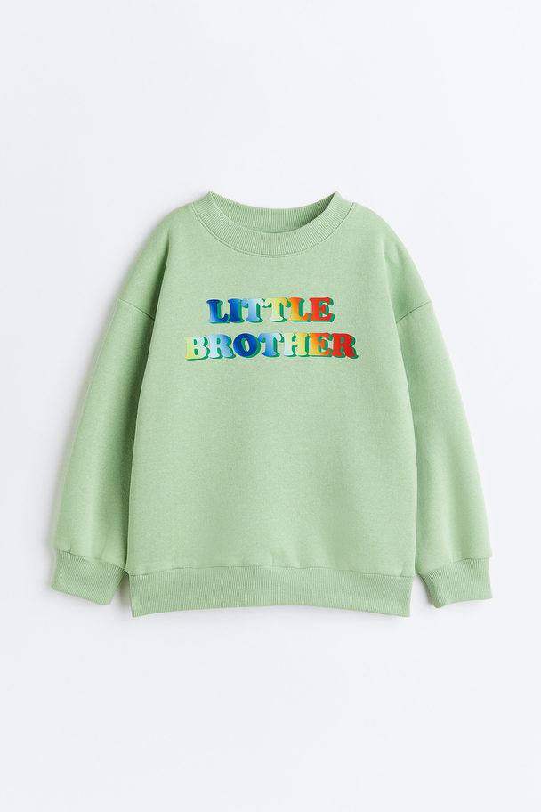 H&M Broertjes/zusjes-sweater Met Print Lichtgroen/little Brother