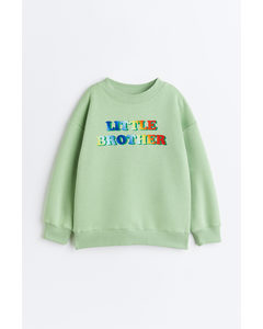 Broertjes/zusjes-sweater Met Print Lichtgroen/little Brother