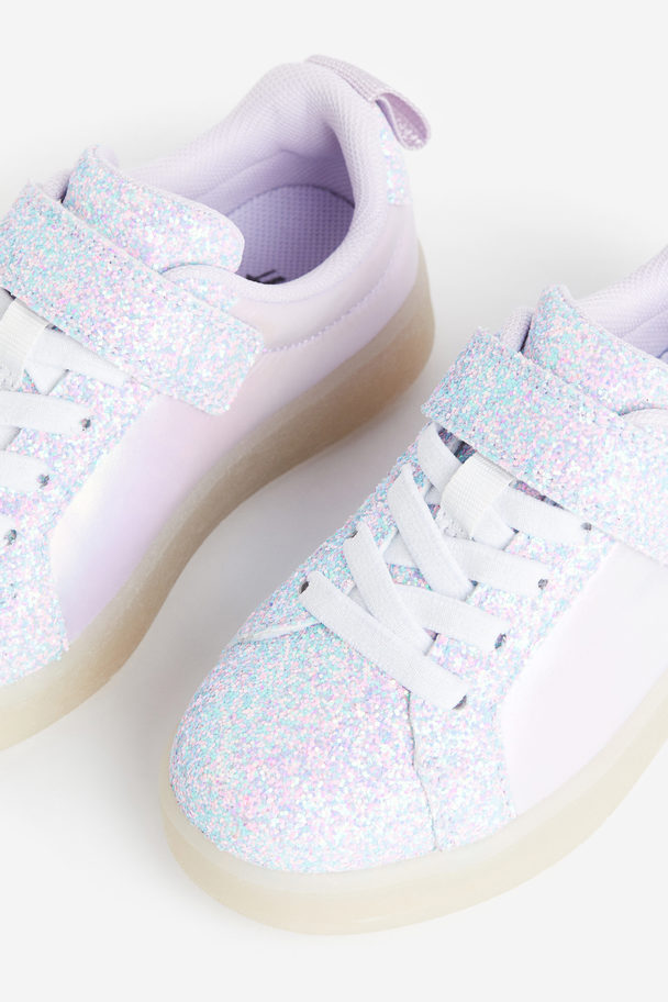 H&M Blinkende Sneaker Flieder/Glitzernd