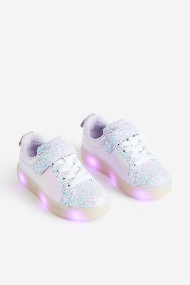 H&M Blinkende Sneaker Flieder/Glitzernd