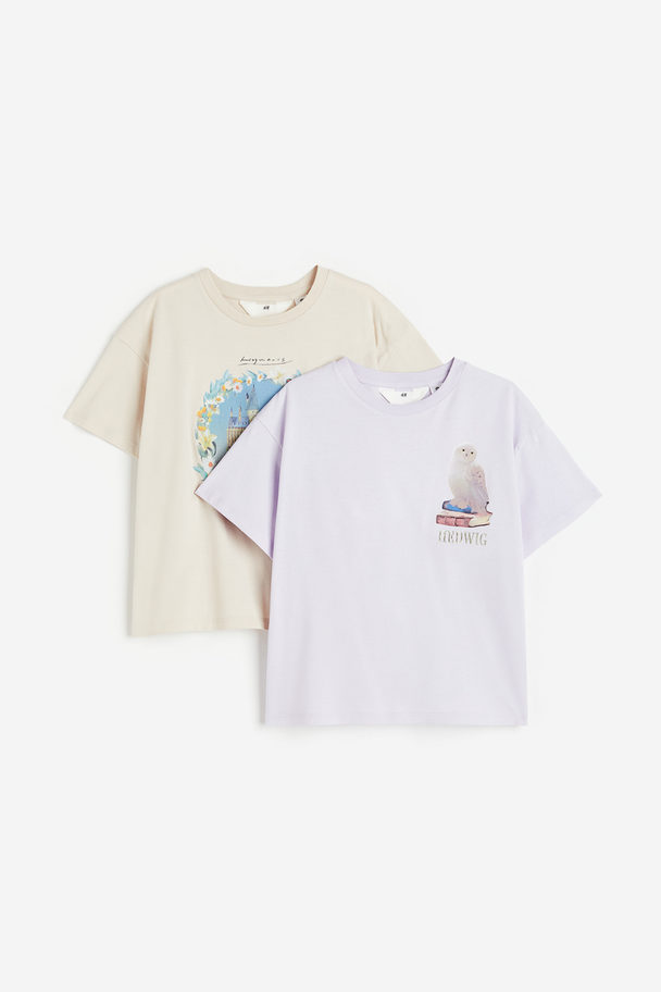 H&M Set Van 2 T-shirts Met Print Lichtbeige/harry Potter