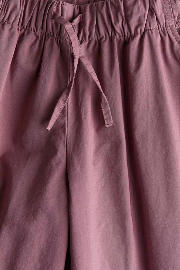 H&M Weite Hose mit Broderie Anglaise Dunkles Mauve