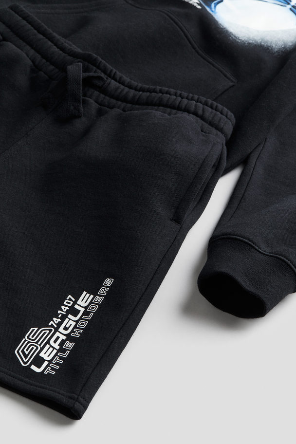 H&M 2-piece Sweatshirt Set Black/football