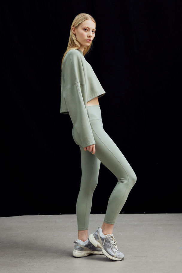 H&M Drymove™ Ankle-length Sports Leggings Light Khaki Green