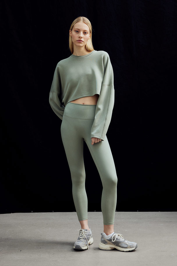 H&M Drymove™ Ankle-length Sports Leggings Light Khaki Green