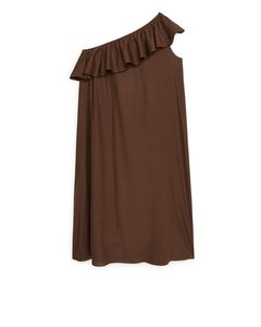 Lyocell One-shoulder Dress Brown