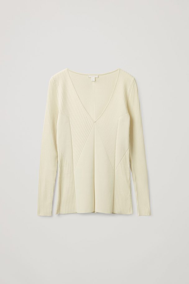 COS V-neck Knitted Top White