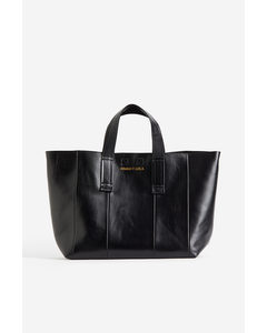 Leather Shopper Bag Schwarz