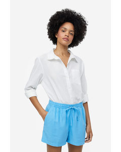 Linen-blend Shorts Blue