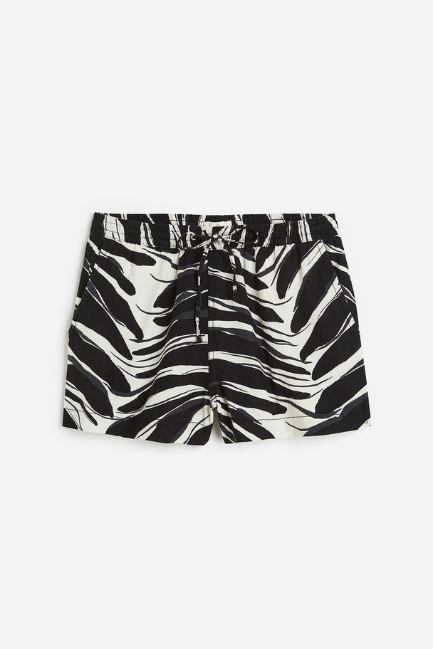 H&M Shorts I Hørblanding Mørkegrå/mønstret
