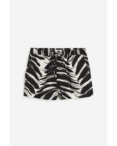 Linen-blend Shorts Dark Grey/patterned