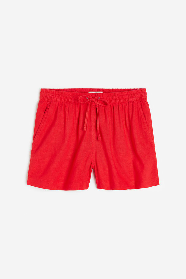 H&M Linen-blend Shorts Red