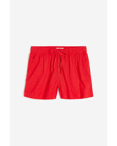 Linen-blend Shorts Red
