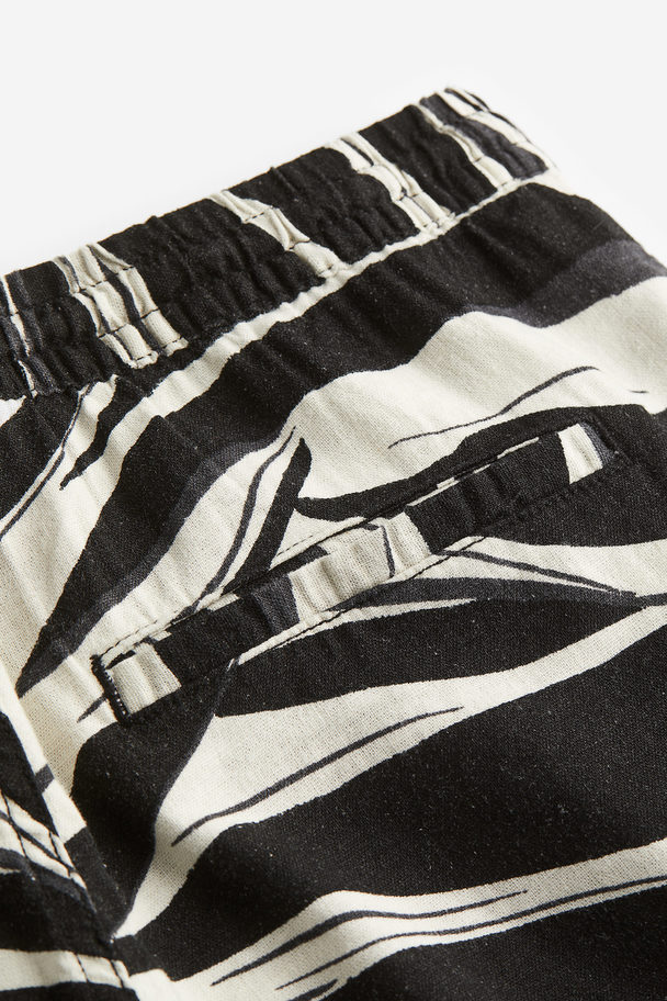 H&M Linen-blend Shorts Dark Grey/patterned