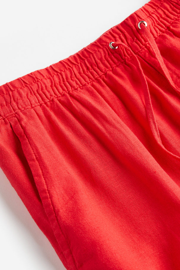 H&M Shorts I Hørblanding Rød