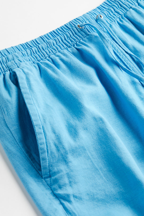 H&M Linen-blend Shorts Blue