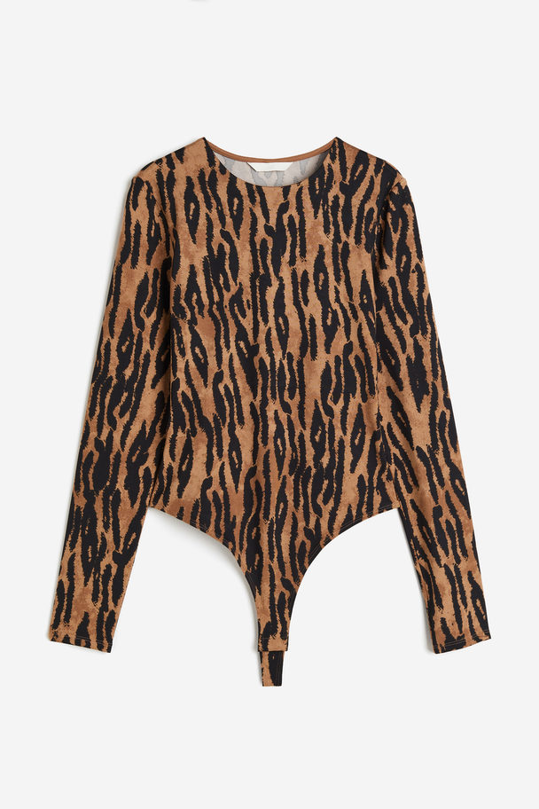 H&M Jersey Thong Body Light Brown/leopard Print