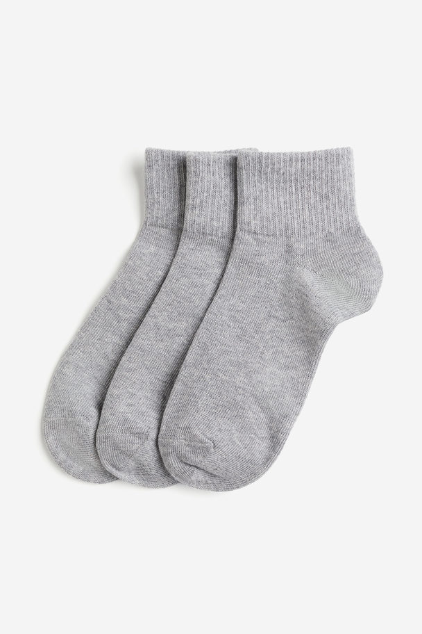 H&M 3-pack Drymove™ Sports Socks Light Grey Marl