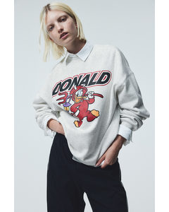 Oversized Print-motif Sweatshirt Light Grey Marl/donald Duck