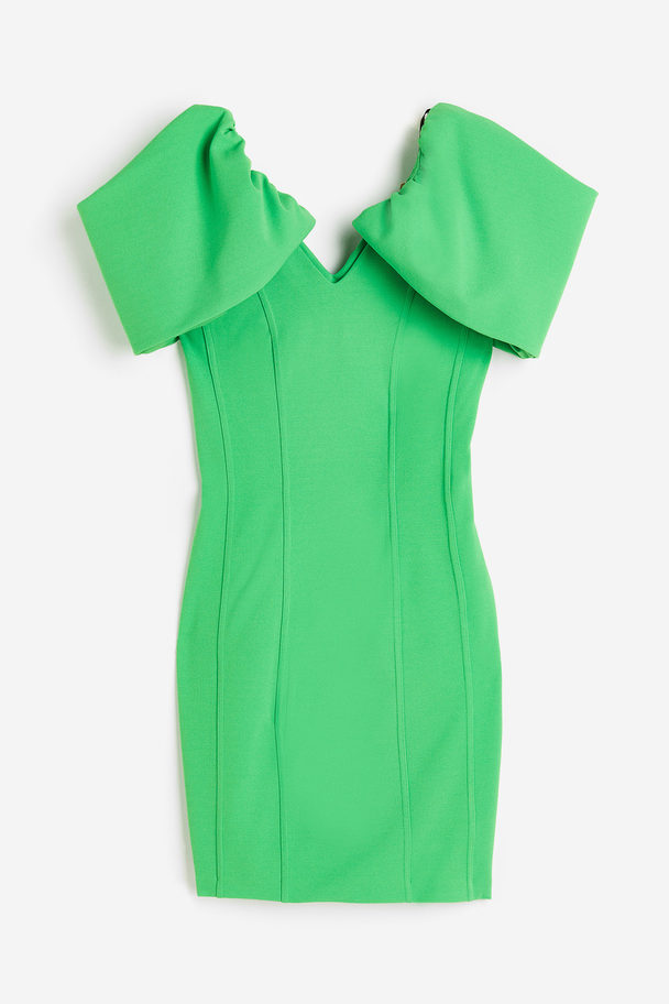 H&M V-ringad Bodycon-klänning Grön