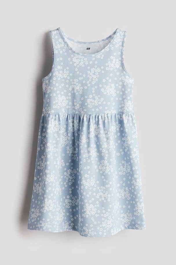 H&M Patterned Cotton Dress Light Blue/floral