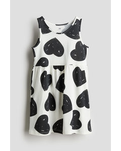 Patterned Cotton Dress White/hearts