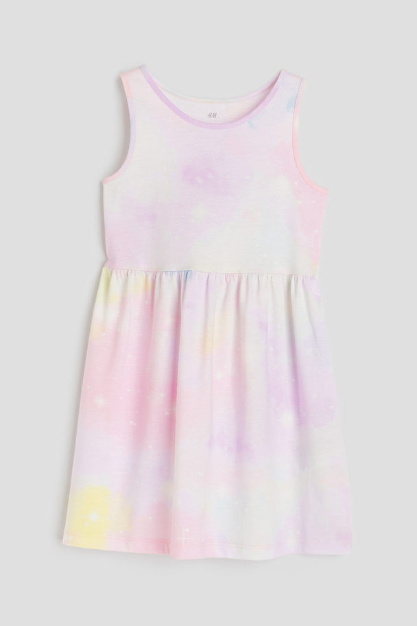H&M Patterned Cotton Dress Light Pink/patterned