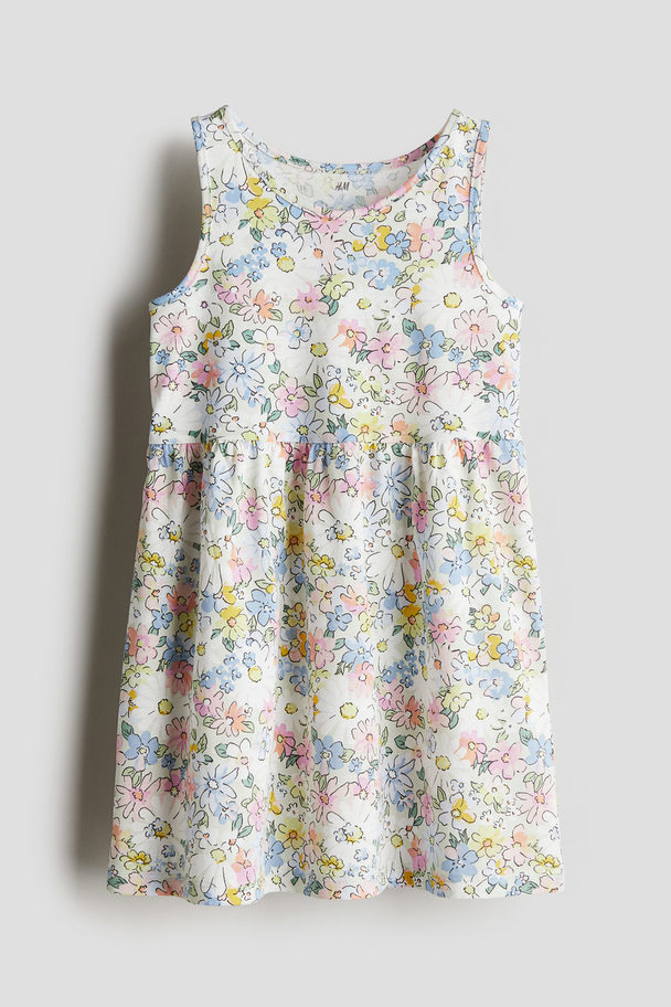 H&M Patterned Cotton Dress White/floral