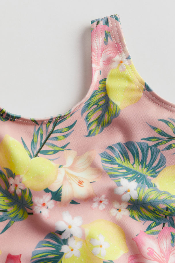H&M Patterned Swimsuit Dusty Pink/lemons