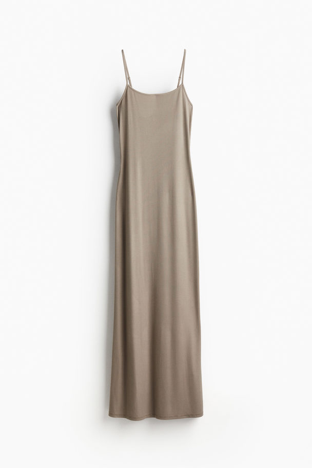 H&M Geripptes Maxikleid Greige