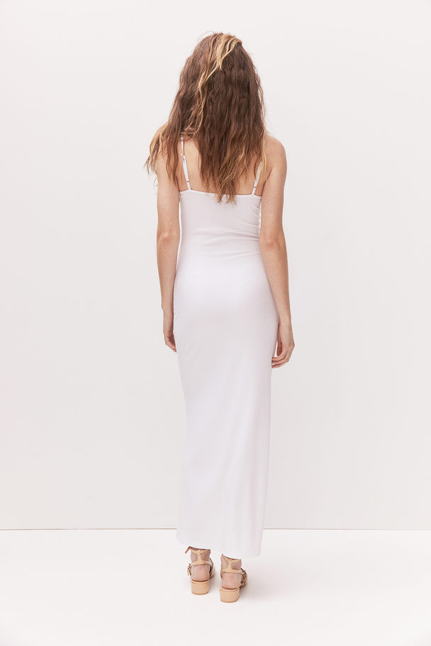 H&M Geribde Maxi-jurk Wit