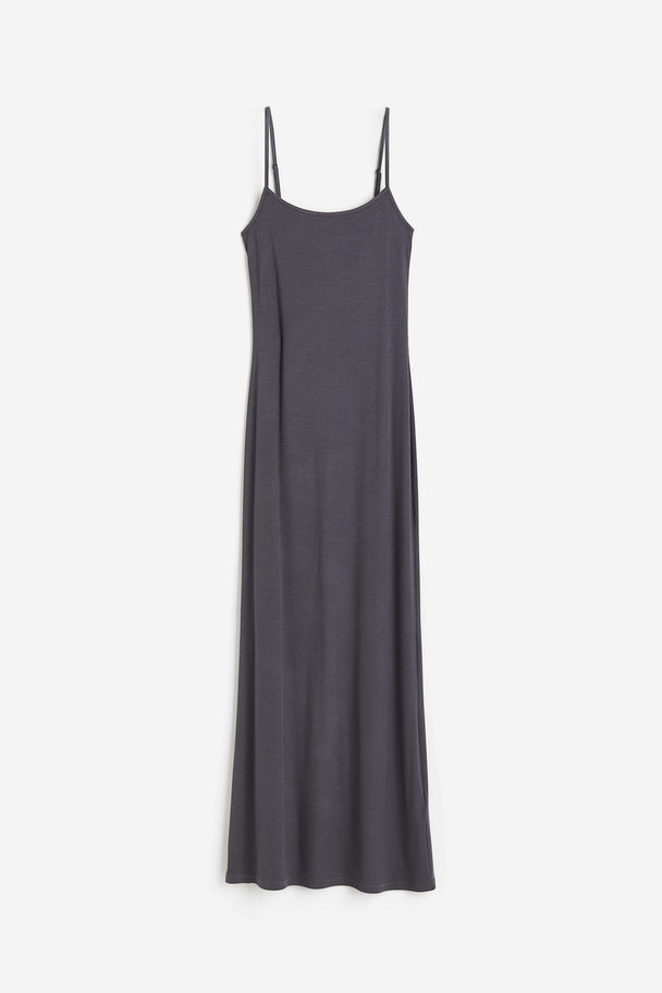 H&M Geribde Maxi-jurk Donkergrijs