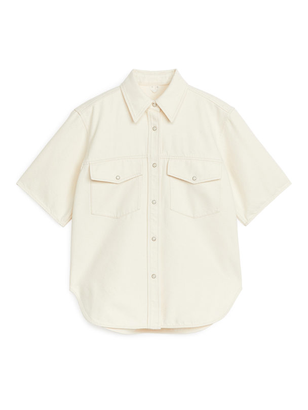 ARKET Short-sleeve Denim Shirt Off White