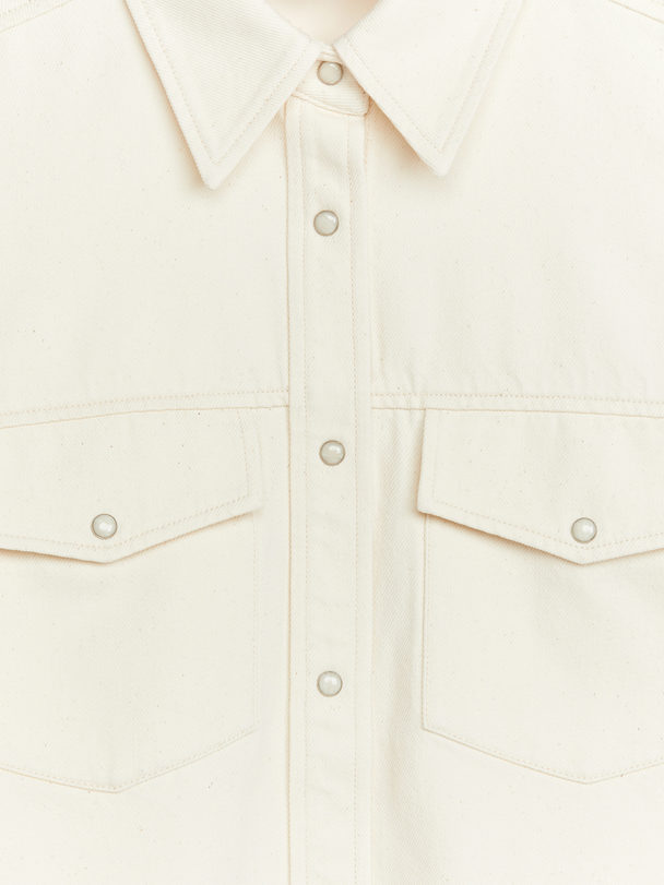 ARKET Short-sleeve Denim Shirt Off White